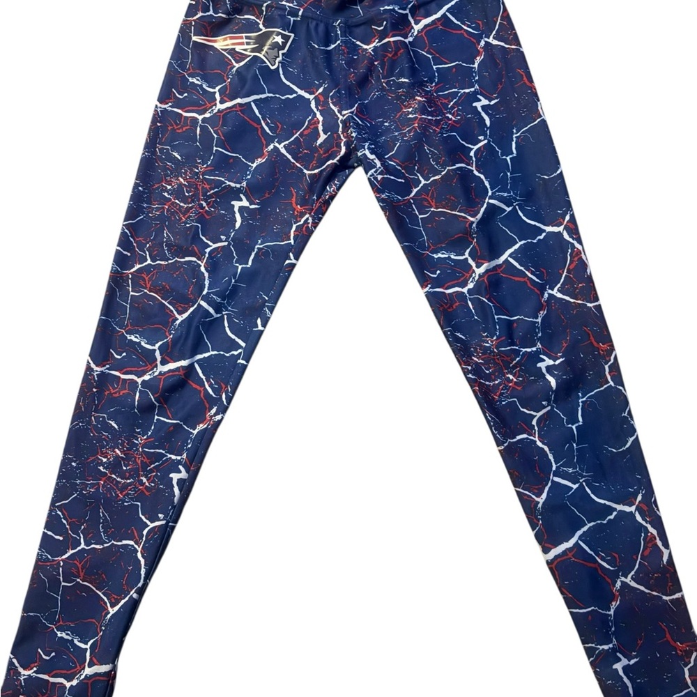 NFL New England patriots Blue and Red Patterned Leggings NWOT